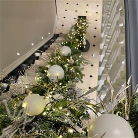 fwthumbChristmas stair garland white frosty Wimbledon Village Lilys Flowers.jpg
